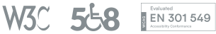 Webb Accessibility Standards logos for W3C, 508 and Evaluated EN 301 449